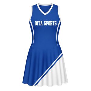 Haut de tennis sublimé bleu roi et blanc pour femme – Maillot de sport sans manches, tenue athlétique, chemise d'entraînement pour matchs et performances en extérieur - Product Image 3