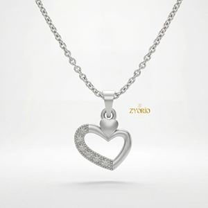 Hermosas Joyas Zyorio, Juego de Joyería de Plata de Ley 925 Chapada en Oro Rosa con Colgante de Corazón de Diamantes de Lujo para Mujer, Compromiso - Product Image 6