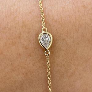 Bracelet station en or 14K avec diamants multi-formes sertis clos, 1 carat, E VVS, diamant de laboratoire, bijoux fins délicats, cadeau pour elle, style élégant - Product Image 2