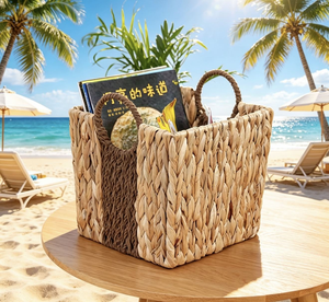 Vente directe du fabricant de paniers de rangement en jacinthe d'eau naturelle, de supports de rangement pour armoire tissés à la main et d'organisateurs décoratifs. - Product Image 6