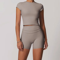 Camiseta Deportiva Corta sin Espalda para Mujer con Logotipo Personalizado, de Compresión, Nailon/Spandex, Alta Elasticidad, para Gimnasio y Ejercicio