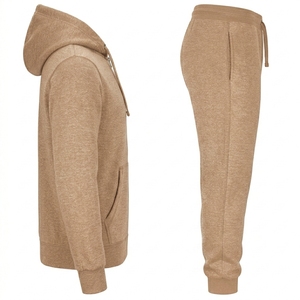 Ensemble de survêtement athlétique respirant à capuche pour homme, style streetwear, couleur unie, en Spandex/Polyester, avec sweat à capuche zippé et pantalon de jogging, idéal pour l'entraînement et les voyages - Product Image 5