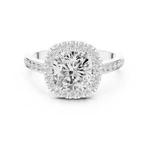 Anillo de Compromiso Clásico de Oro Amarillo de 14K con Corte Cojín de 2 Quilates y Halo, Diamante Cultivado en Laboratorio con Certificación IGI, Regalos de Aniversario y Boda - Product Image 6