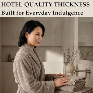 Women Terry Cloth Bathrobe Long Sleeve Full Length Soft Cozy Spa Wear 100% Cotton Turn-down Collar Drawstring Belt - Product Image 3