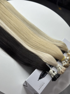 Extensiones de Cabello Humano Virgen Vietnamita Rubio Platino con Punta I, Liso Extremo, Doble Trama, Doble Tramado a Máquina, Queratina, Venta al por Mayor - Product Image 3