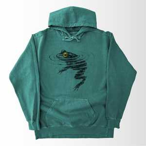 Sweat-shirt à capuche pour femme, gris foncé, imprimé œil de grenouille, poche avant, en coton tricoté, vêtement d'automne - Product Image 4