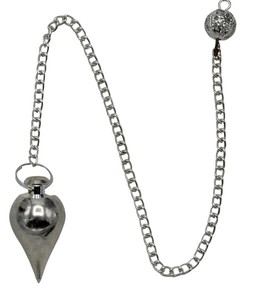 Pendentif Feng Shui en forme de goutte d'eau conique poli argenté en gros pour la guérison énergétique, la divination et l'art écologique - Product Image 2