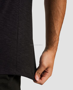 T-shirt de sport pour homme, design unique, 100% coton respirant, coupe ajustée, col en V, manches courtes, effet délavé, logo personnalisé, prix bas, meilleur MOQ - Product Image 5