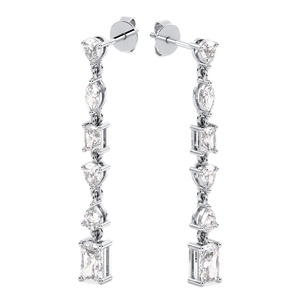REYES Nouveauté Boucles d'oreilles pendantes en or 14 carats avec moissanite taille radiant de 2,81 carats, élégant cadeau de mariage, bijoux raffinés pour femmes - Product Image 1