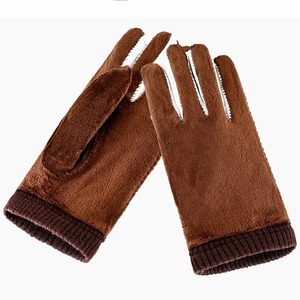 Leather <b>Gloves</b> Wrist Length Black Touchscreen Thermal Sports Travel Indoor Outdoor <b>Winter</b> Use Plain Style - Product Image 2