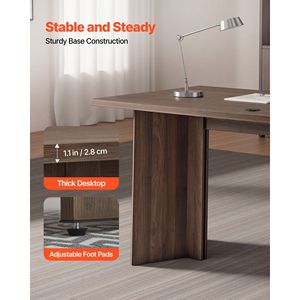 Scrivania Direzionale Robusta 63, Grande Tavolo da Ufficio Moderno Rettangolare con Foro per Cavi, 250 LB, Materiale MFC per Ville - Product Image 5
