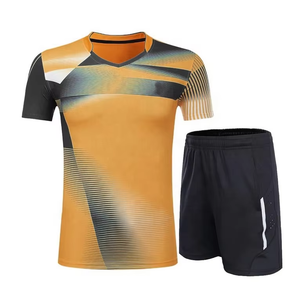 Conjunto Deportivo para Hombre, Camiseta Azul de Manga Corta con Pantalones Cortos Negros, Ropa Deportiva Transpirable de Verano, Cuello Redondo, Poliéster - Product Image 2