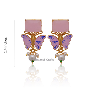 Nueva llegada de latón bohemio chapado en oro pendientes de piedra de moda flor Stud mujeres indias joyería bodas fiestas compromisos - Product Image 3