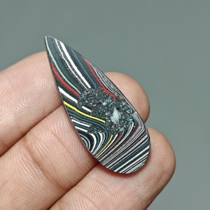 Fordite-Cabochon |   Detroit Autolack in Birnenform für |   33x13x4 mm. |   6 Ct. |   E752 - Product Image 4