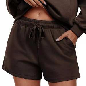 Shorts de Alta Calidad para Mujer, Tallas Grandes, Casuales, Ecológicos, Transpirables, Cintura Elástica, Color Sólido, Tela de Felpa Bordada - Product Image 6