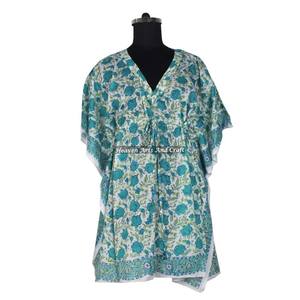 Robe de soirée africaine pour femmes, robes ethniques, robes courtes kaftan pour femmes KFCS077, meilleure fabrication de robes pour femmes avec impression à la main - Product Image 4