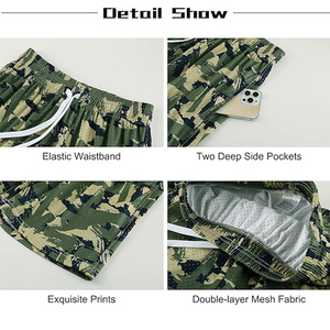 Pantalones Cortos Deportivos Transpirables con Cordón Ajustable, 100% Poliéster, Lona de 160g, Resistentes al Viento, Cintura Media, Bolsillos con Impresión Digital, Logotipo Personalizado para Hombre - Product Image 5