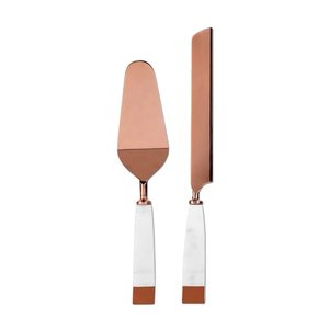 New Style Stainless Steel Wedding Cake Knife and Server Set in Cake Tools Black Handle Rose Gold Cake Cutter and Server - Product Image 4