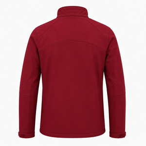 Chaqueta Softshell Roja para Hombre, Cuello Alto, Cierre de Cremallera, Resistente al Viento, Informal, para Exteriores, Corte Regular, Color Sólido, Poliéster - Product Image 3