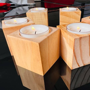 Juego de Portavelas de Madera para 6 Velas, Decoración para el Hogar de Primera Calidad, Pintable, para Manualidades, 2 Cubos de Lujo - Product Image 4