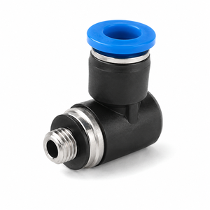 Raccord pneumatique 4 voies noir et bleu, connecteur fileté mâle vers femelle droite pour tuyau d'air, idéal pour l'automatisation - Product Image 2