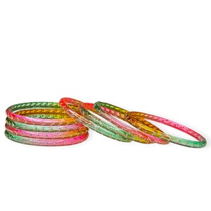 Bracelets légers multicolores en verre de Kachemir, sertis de pierres, plaqués or, élégants, scintillants, pour mariage, prix de gros - Product Image 1