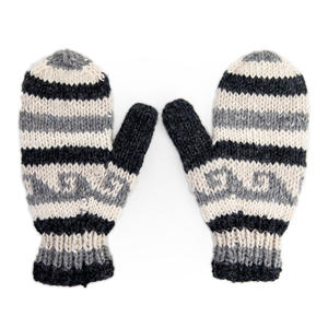 Meilleurs gants sans doigts en laine rayée faits à la main de l'Himalaya, mitaines d'hiver tricotées au crochet écologiques, compatibles écran tactile, personnalisables - Product Image 1