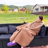 Plaid en laine de chameau 100% mongole, uni, respirant, anti-humidité, personnalisable, taille King, hypoallergénique, luxe