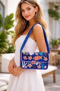 Bolso de Lino de Lujo para Mujer con Diseño de Cuentas de Vidrio Bordadas a Mano - Impermeable y Ecológico - Product Image 5