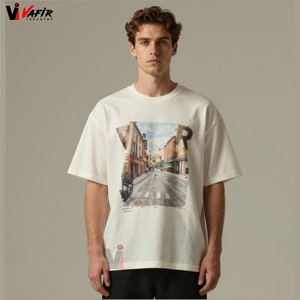 เสื้อยืดคอกลมแขนสั้นผู้ชาย ผ้าเจอร์ซีย์คอตตอน 100% ระบายอากาศได้ดี เป็นมิตรกับสิ่งแวดล้อม รับผลิตแบบ OEM พร้อมบริการพิมพ์โลโก้ตามแบบ - Product Image 4