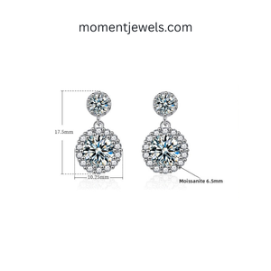 Classic Round Moissanite Drop <b>Earrings</b> 925 Sterling <b>Silver</b> Rhodium Plated Women's Wedding Jewelry - Product Image 5