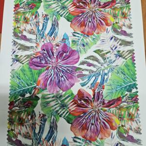 ผ้าพิมพ์ลายดิจิทัลฮาวายหกสีสันสวยงามบนผ้าฝ้ายทอ กว้าง 44 นิ้ว พร้อมจัดส่งทันที - Product Image 2