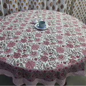 Premium Elegant Artisan 100% Cotton Banquet <b>Round</b> <b>Table</b> <b>Cloth</b> Indian Block Print Floral Washable Weddings Gifts Cafe Home - Product Image 1