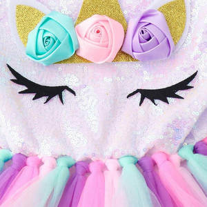 Premium Rainbow Princess Birthday Dress <b>Top</b> <b>Sequin</b> Bodice And Soft Satin Lining Colorful Unicorn Tulle Party Dress For 1-12 Year - Product Image 6