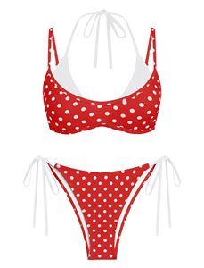 Ensemble de maillots de bain pour femmes, bikini à col halter, maillot de bain bicolore, logo personnalisé OEM - Product Image 1