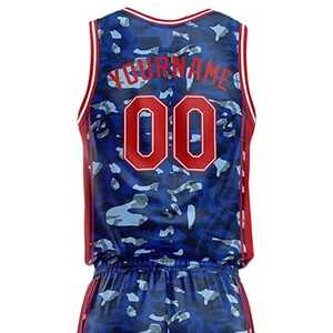 TEAMS Custom Basketball Jersey Set Camouflage Print Quick Dry Sleeveless Tank <b>Top</b> with Matching Shorts for Adults Unisex - Product Image 6