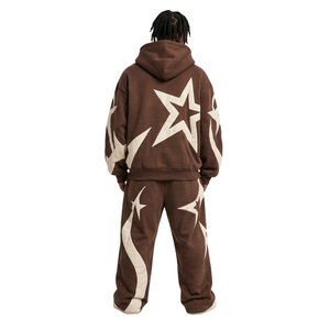 Sudadera con capucha de forro polar cepillado de calidad profesional, con ojales metálicos, cuello caído, dobladillo tipo jogger y estampado puff, ideal para clima frío. - Product Image 2