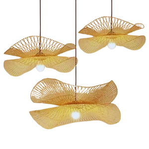 Abat-jour en bambou tressé antique léger de style bohème, de haute qualité, rustique et durable, pour lustres et lampes de salon - Product Image 6