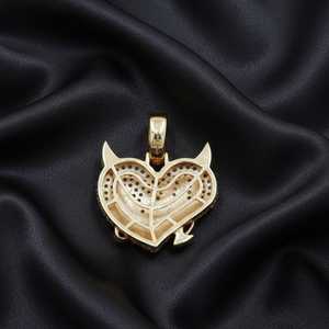 Colgante de moissanita con forma de corazón de ángel y demonio, estilo hip hop, plata de ley 925, joyería fina, regalo romántico para enamorados. - Product Image 3