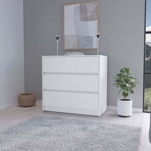 Commode Avra à 3 tiroirs avec plateau et façade en bois manufacturé, élégante commode à tiroirs - Product Image 1
