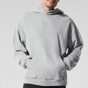 Sweat à capuche personnalisable pour homme, 100% coton, molleton éponge, sans cordon, hiver, écologique, coupe ample, uni, haute qualité - Product Image 1