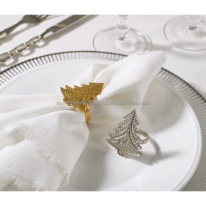 Rond de serviette élégant en métal avec fini plaqué or parfait pour les mariages et les fêtes à la maison et à l'hôtel - Product Image 5