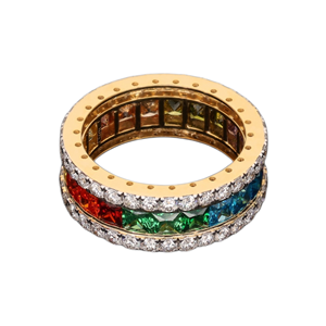 Elegante Anillo de Eternidad de Moissanita Chapado en Oro y Plata con Engaste de Garras, Certificado GRA, Joyería Fina de Lujo Personalizada para Boda - Product Image 3