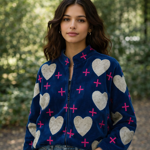 Boho Suzani Embroidered Quilted Knitted Velvet Eco-Friendly Breathable Windproof Reversible Bomber <b>Jacket</b> Wool Soft Winter Nylon - Product Image 1