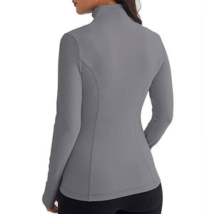 Ribbed Knit <b>Women's</b> Sports <b>Jacket</b> Zip Up Training Top Stand collar Sports Training OEM Custom Sportswear Factory Factory Supply - Product Image 2