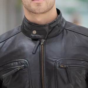 Veste en cuir vintage noire à col montant personnalisable pour hommes – Blouson d'hiver de haute qualité pour la vente en gros - Product Image 6