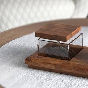 Minimalist Square Wooden <b>Bakhoor</b> Burner Set with Acrylic Storage Box and Display Tray Modern Natural Wood <b>Oud</b> Censer for Home Sc - Product Image 6