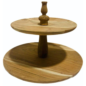 Wholesale Acacia Wood Two Tier Square Cake Stand Wooden <b>Dessert</b> Display Platter Tiered Serving Tray For Parties And Home Decor - Product Image 3