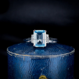 แหวนเพชรมรกตสีขาวทอง14K สำหรับผู้หญิงได้รับการรับรองจากห้องแล็บครบรอบปาร์ตี้ - Product Image 1