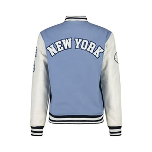 Custom Front High Quality Autumn Men's Slim Hooded Stand Collar Formal Baseball Varsity <b>Jacket</b> Zipper Contrast Color <b>Fleece</b> - Product Image 2